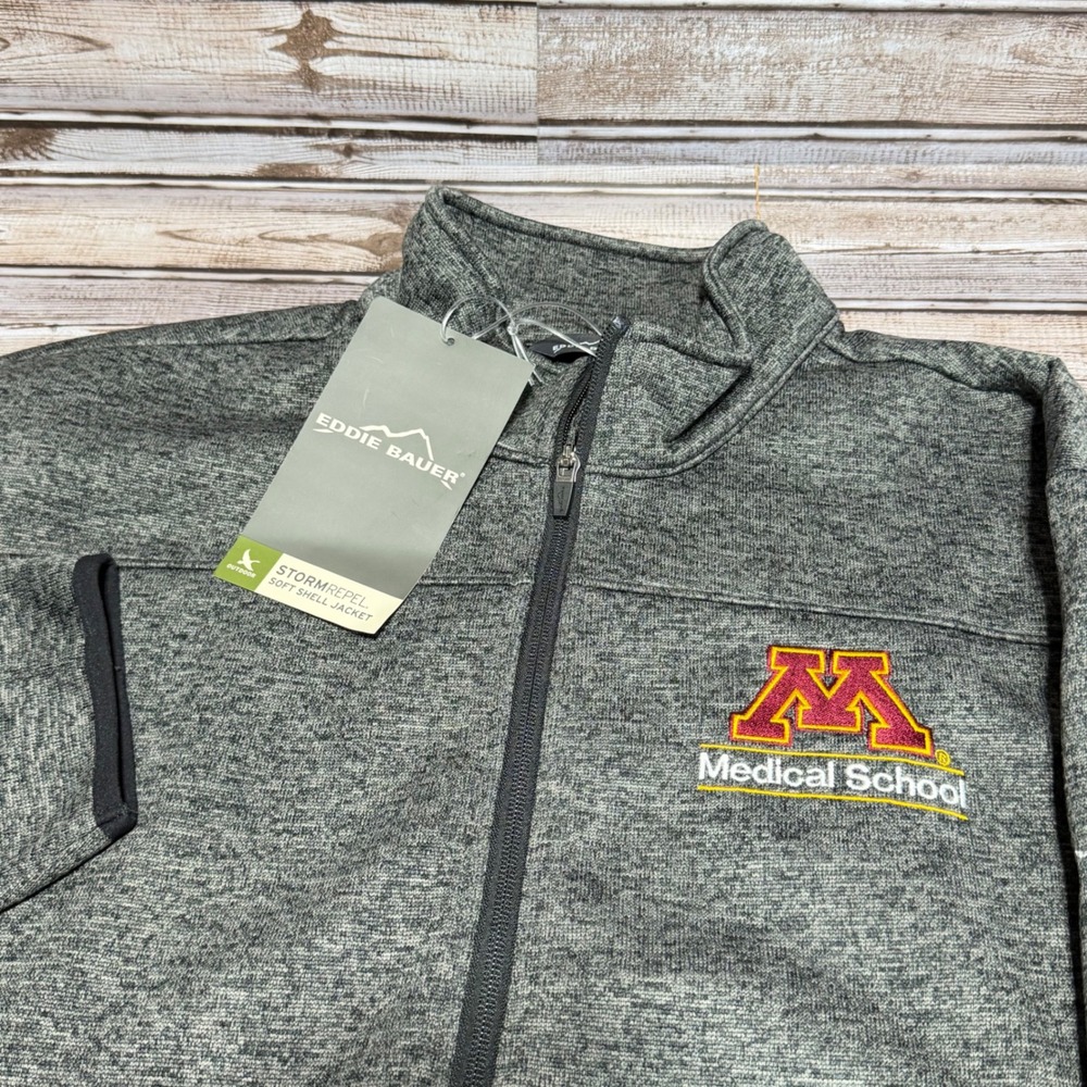 Eddie Bauer Soft Shell Jacket Mens 3XL Gray U of M Medical School StormRepel
